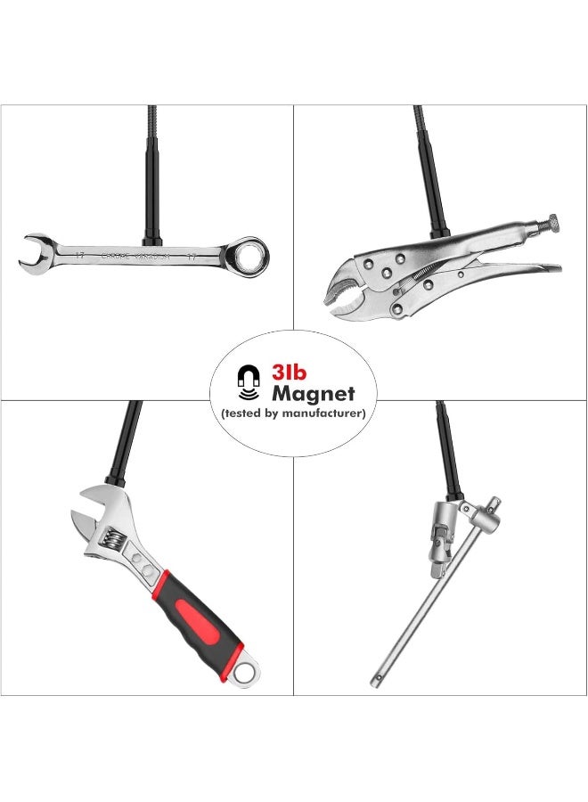 Housolution Grabber Tool Magnetic Four-claw Picker, Bendable Hose Reacher Pickup Sweeper with LED Lights, Flexible Long Handy Reaching Assist Tool for Litter Pick/Home Sink/Drain - Black - Image 3